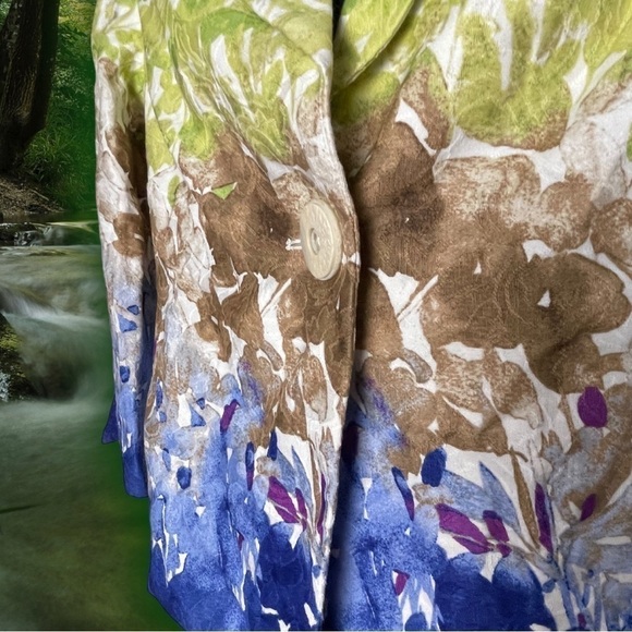 🔥 COLDWATER Creek 100% Cotton Painted Floral Ombre Blazer Jacket Women's sz 4 - Picture 5 of 16